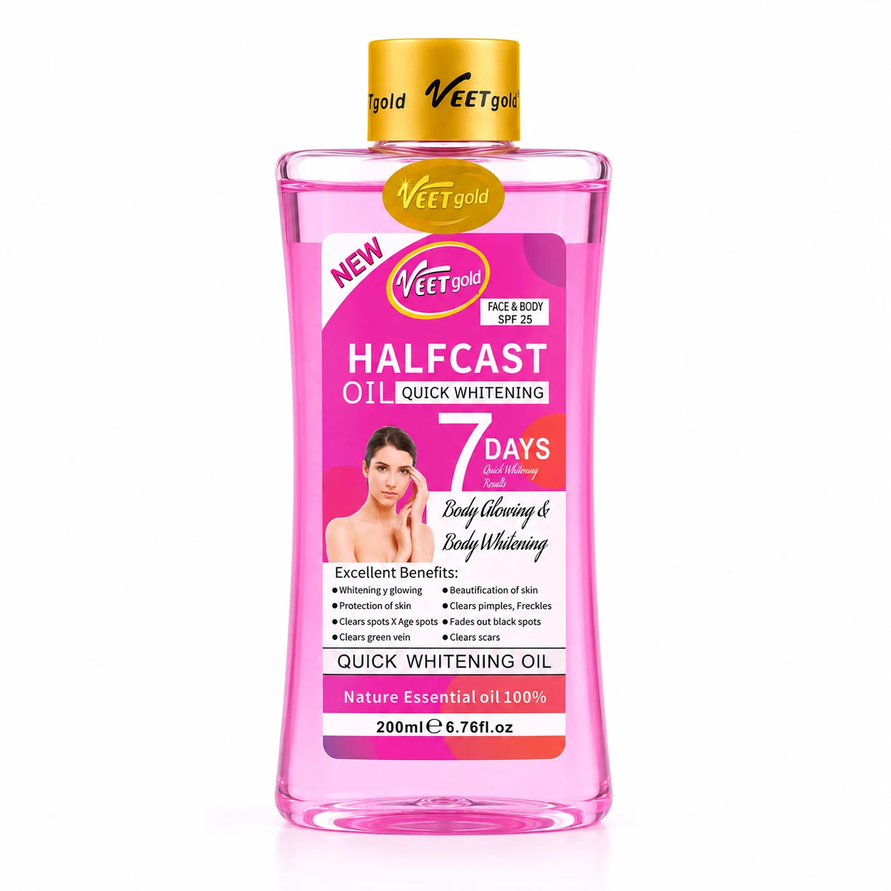 Veetgold Halfcast Oil Quick Whitening – Face & Body SPF 25-  200ml