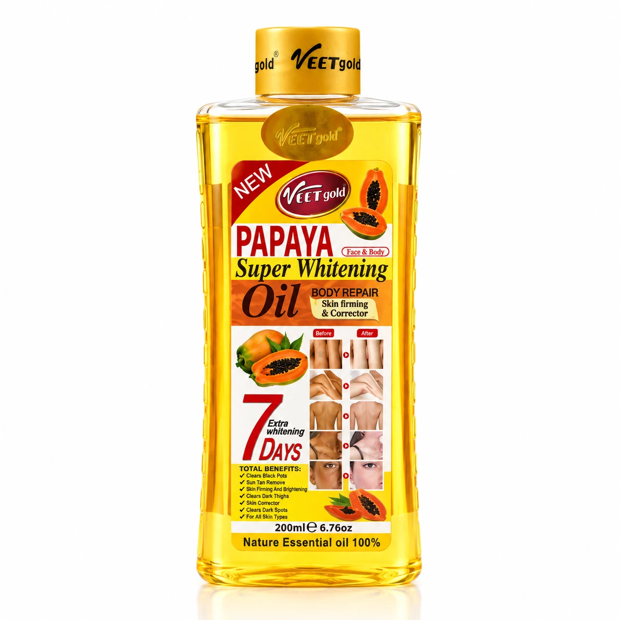 Veetgold Papaya Super Whitening Oil – Face & Body 200ml